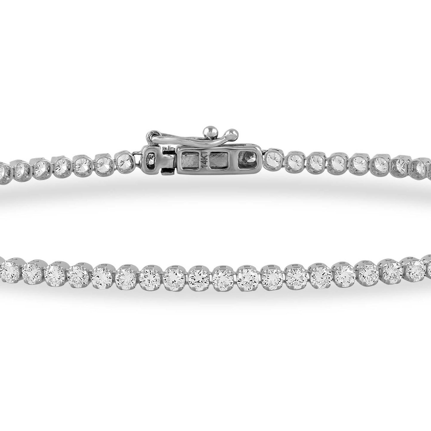 4 Prong Round Light Weight Tennis Bracelet - 14K white Gold, 1.25 ct