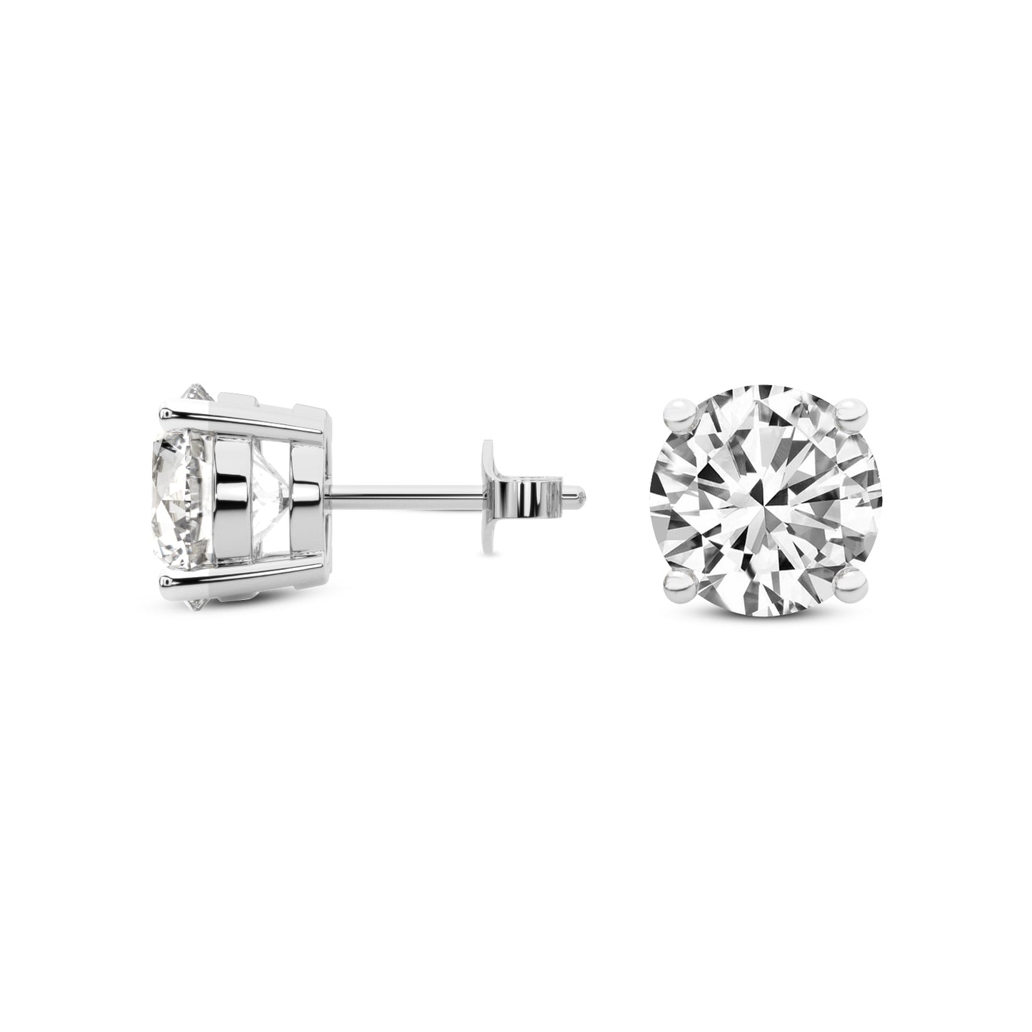 4 Prong Round Studs - 14K white Gold, 0.75 ct