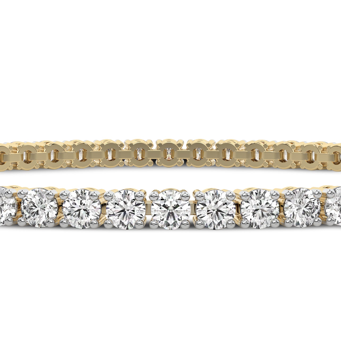 4 Prong Round Tennis Bracelet - 14K yellow Gold, 2.00 ct