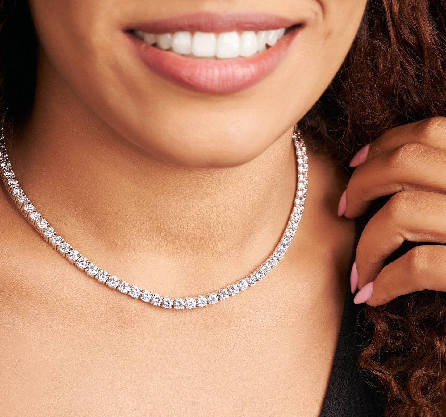 4 Prong Round Tennis Necklace - 14K white Gold, 10.00 ct