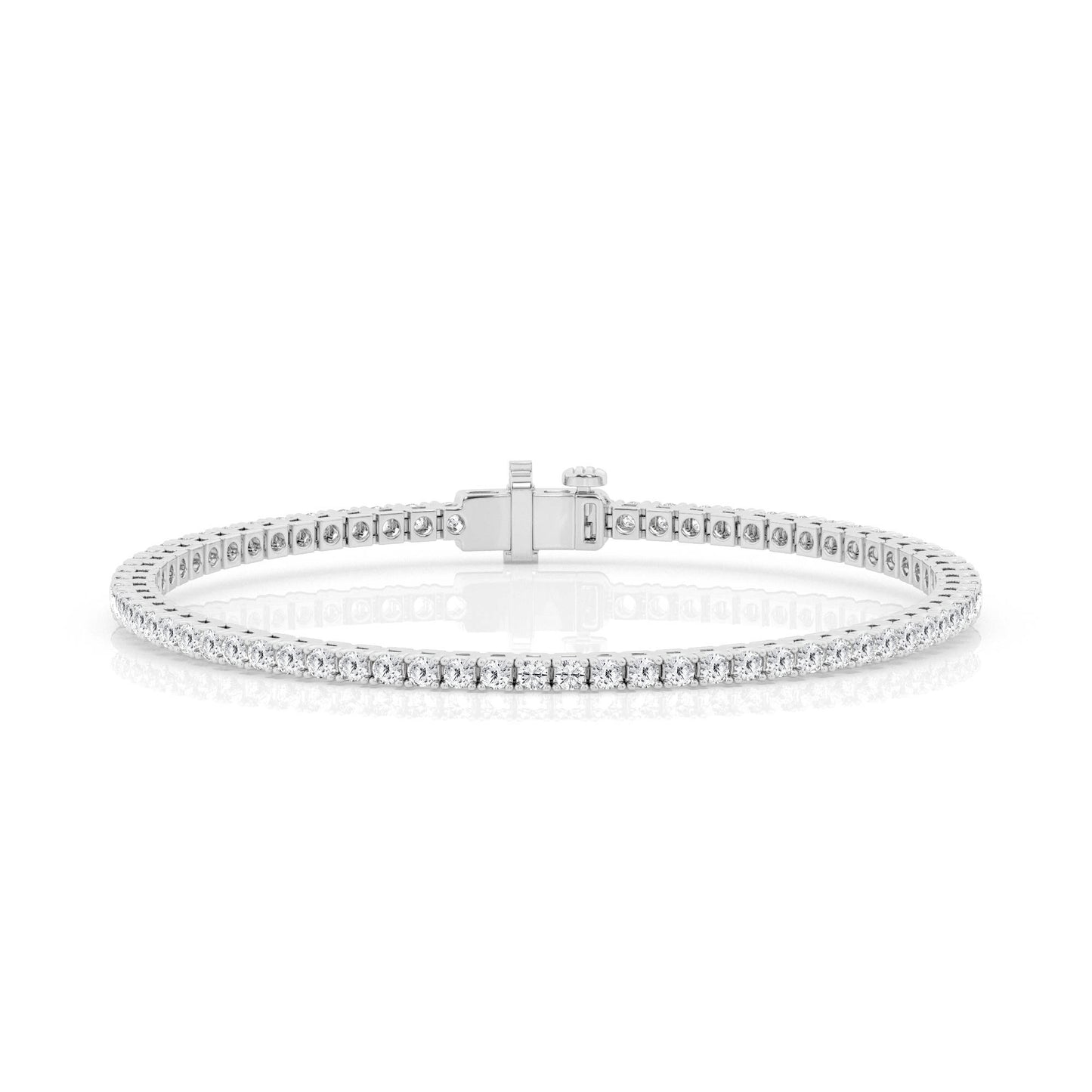 4 Prong Round Tennis Bracelet – 14K White Gold, 5.00 ct, Heavyweight