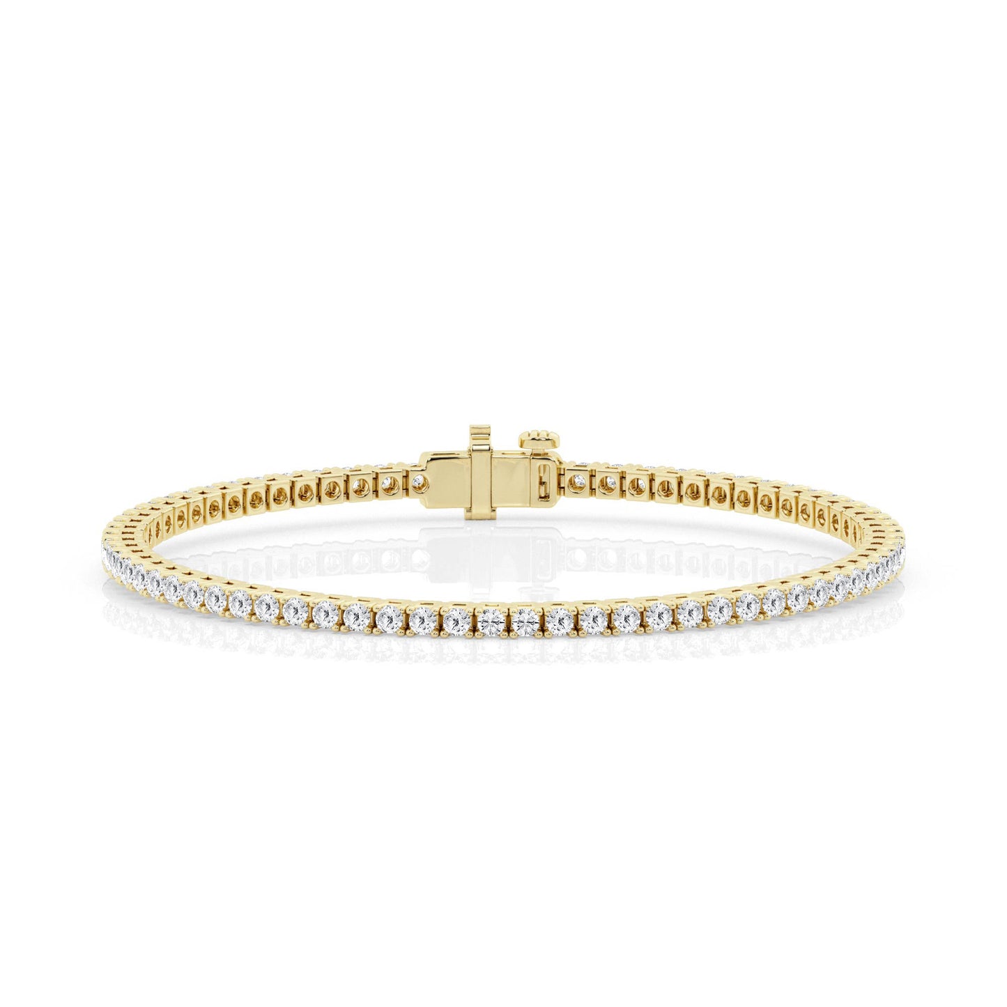 4 Prong Round Tennis Bracelet – 14K Yellow Gold, 5.00 ct, Heavyweight