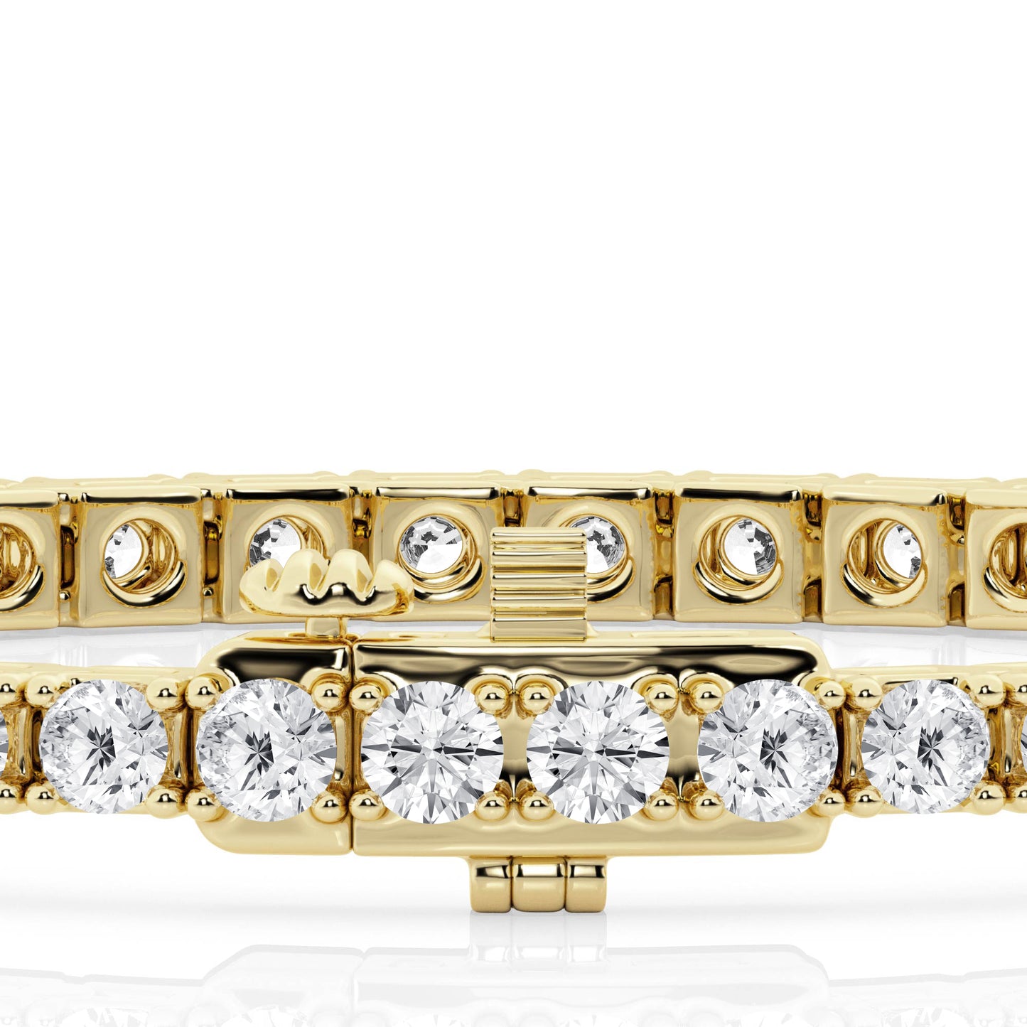 4 Prong Round Tennis Bracelet – 14K Yellow Gold, 10.00 ct, Heavyweight