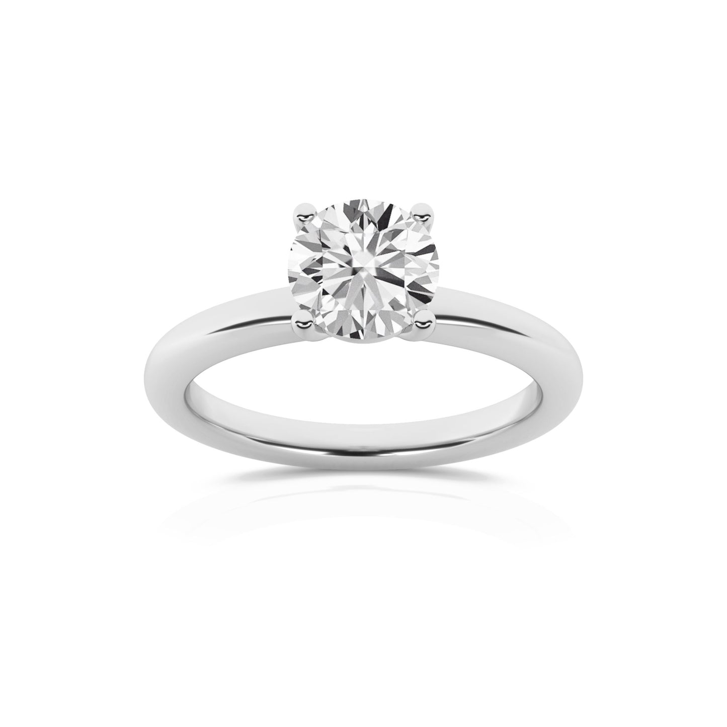 Classic Solitaire Engagement Ring – 14K White Gold, 2.00 ct