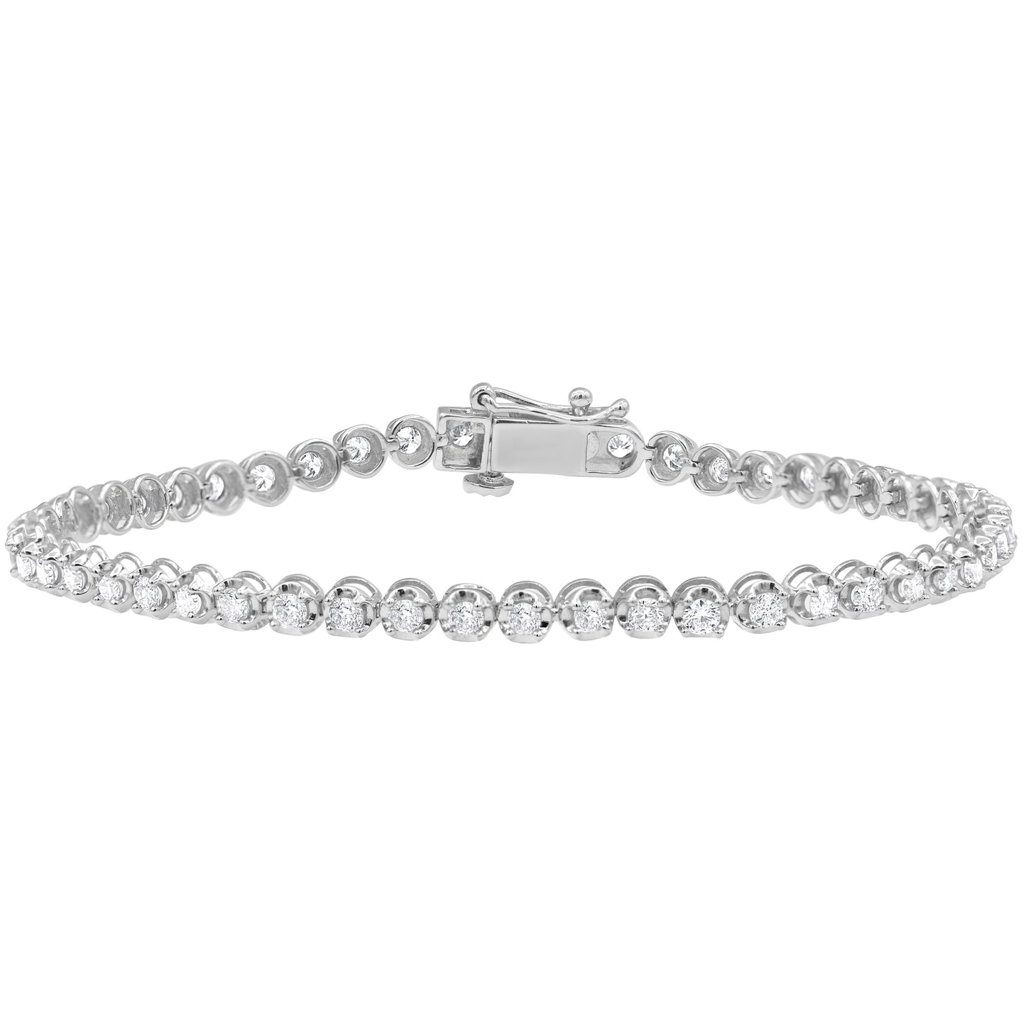 4 Prong Round Tennis Bracelet – 14K White Gold, 2.00 ct, Heavyweight