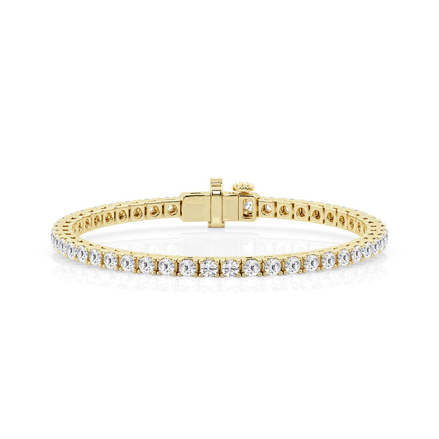 4 Prong Round Tennis Bracelet – 14K Yellow Gold, 10.00 ct, Heavyweight