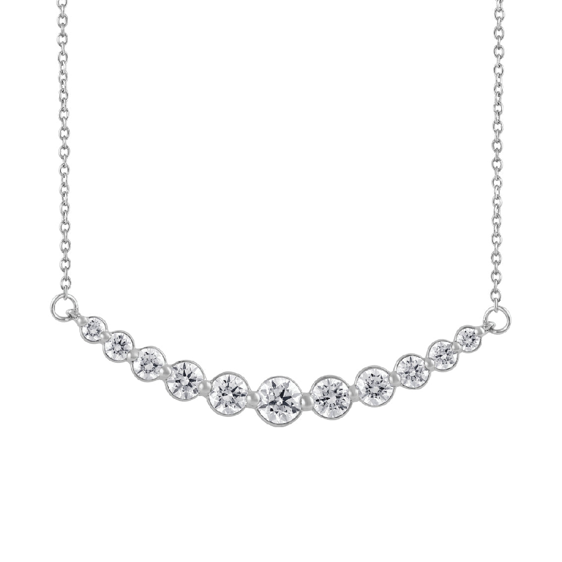 Round Diamond Pendant Necklace – 14K White Gold, 1.00 ct