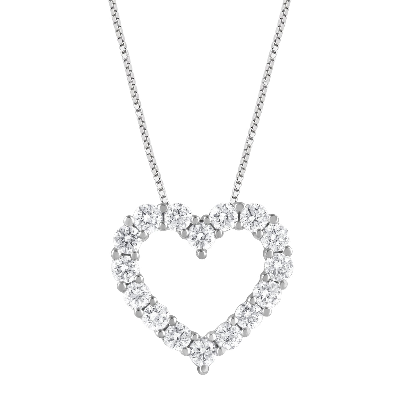 Round Diamond Cluster Pendant – 14K White Gold, 1.00 ct