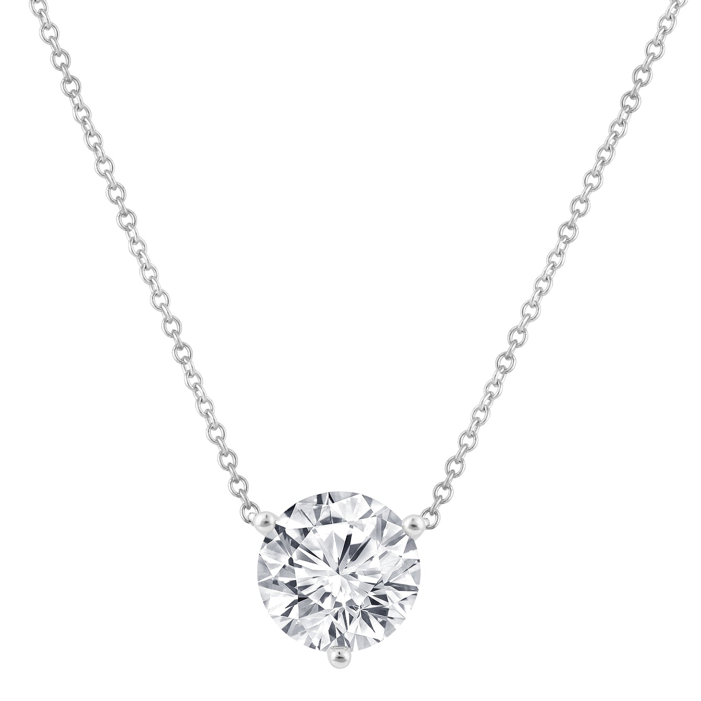 Round Solitaire Diamond Pendant – 14K White Gold, 1.50 ct