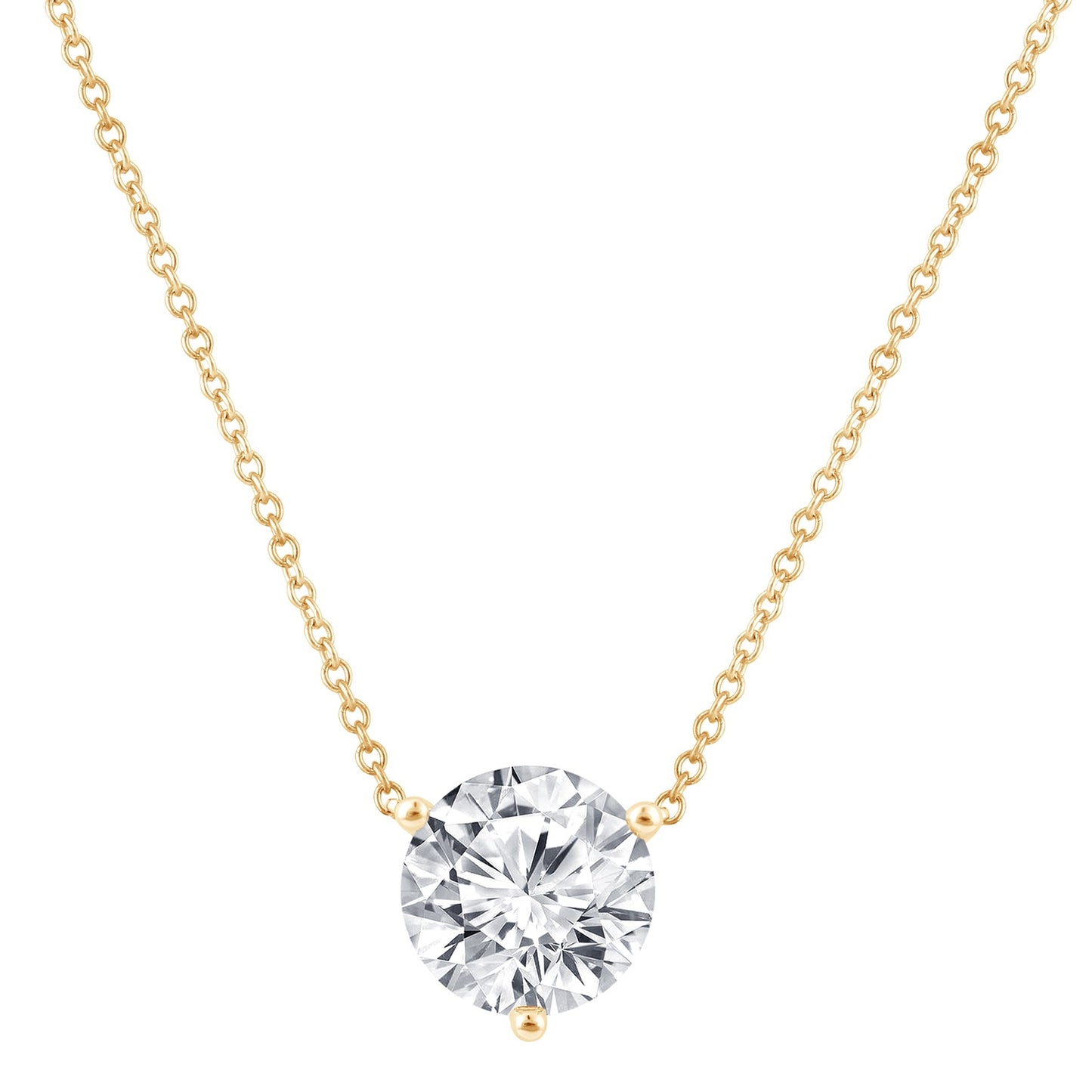 Round Solitaire Diamond Pendant – 14K Yellow Gold, 1.50 ct