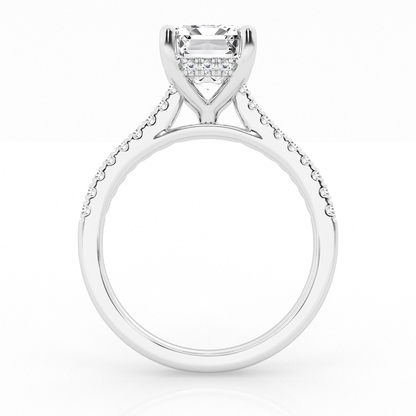 Hidden Halo Emerald Engagement Ring – 14K White Gold, 5.57 ct