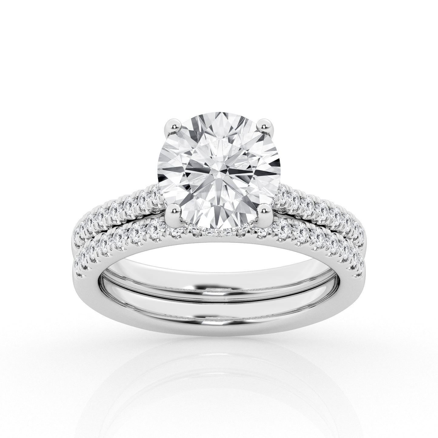 Hidden Halo Engagement Ring – 14K White Gold, 1.80 ct