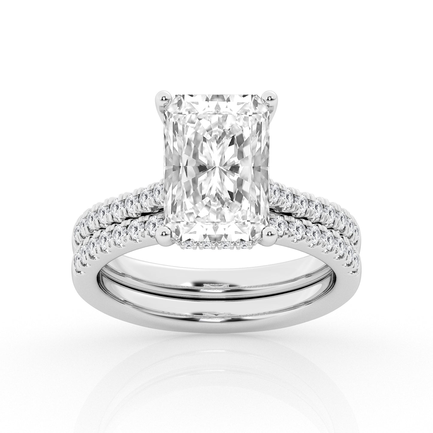 Hidden Halo Radiant Engagement Ring – 14K White Gold, 2.79 ct