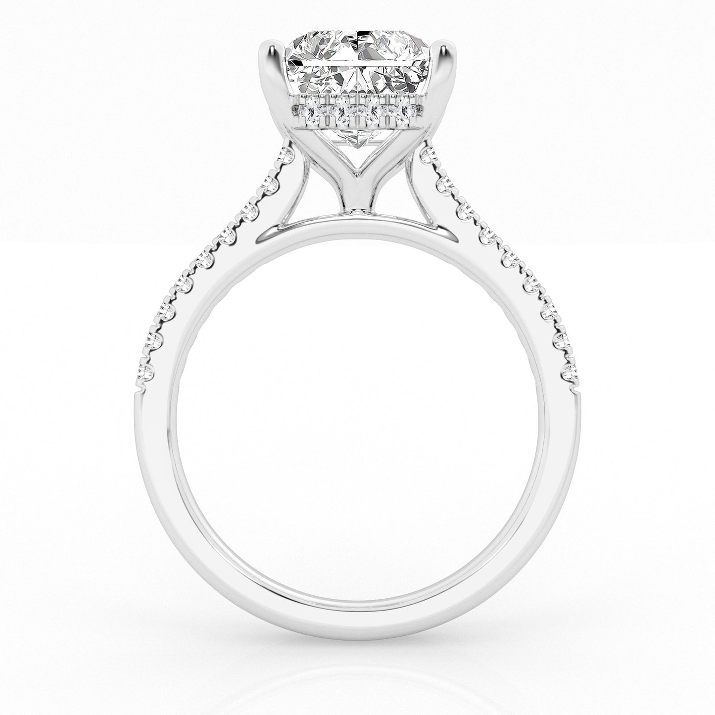 Hidden Halo Radiant Engagement Ring – 14K White Gold, 2.79 ct