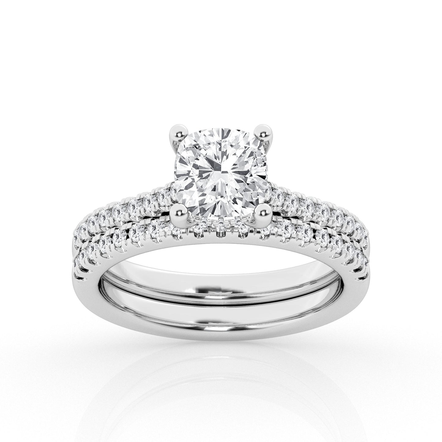 Hidden Halo Cushion Engagement Ring – 14K White Gold, 2.75 ct
