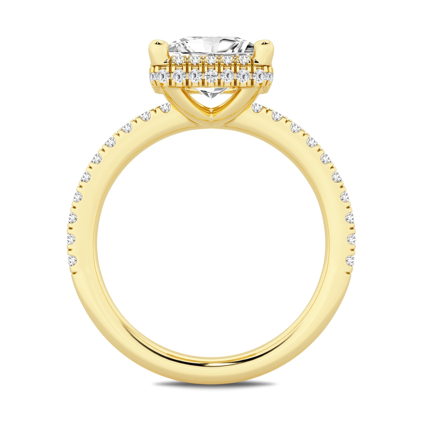 Princess Cut Diamond Ring with Halo – 14K Yellow Gold, 2.43 ct