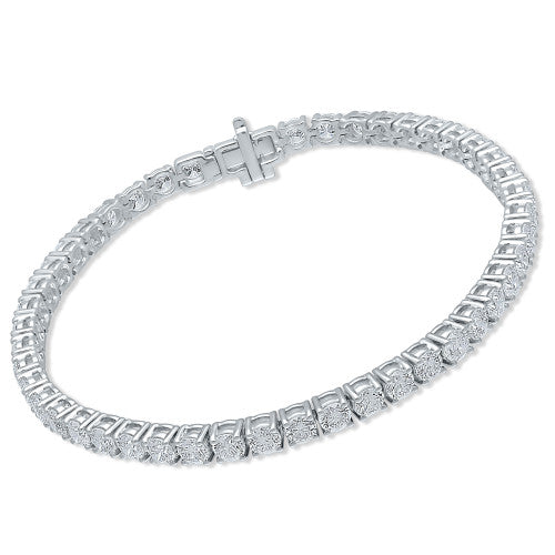 4 Prong Round Tennis Bracelet - Platinum, 7.00 ct