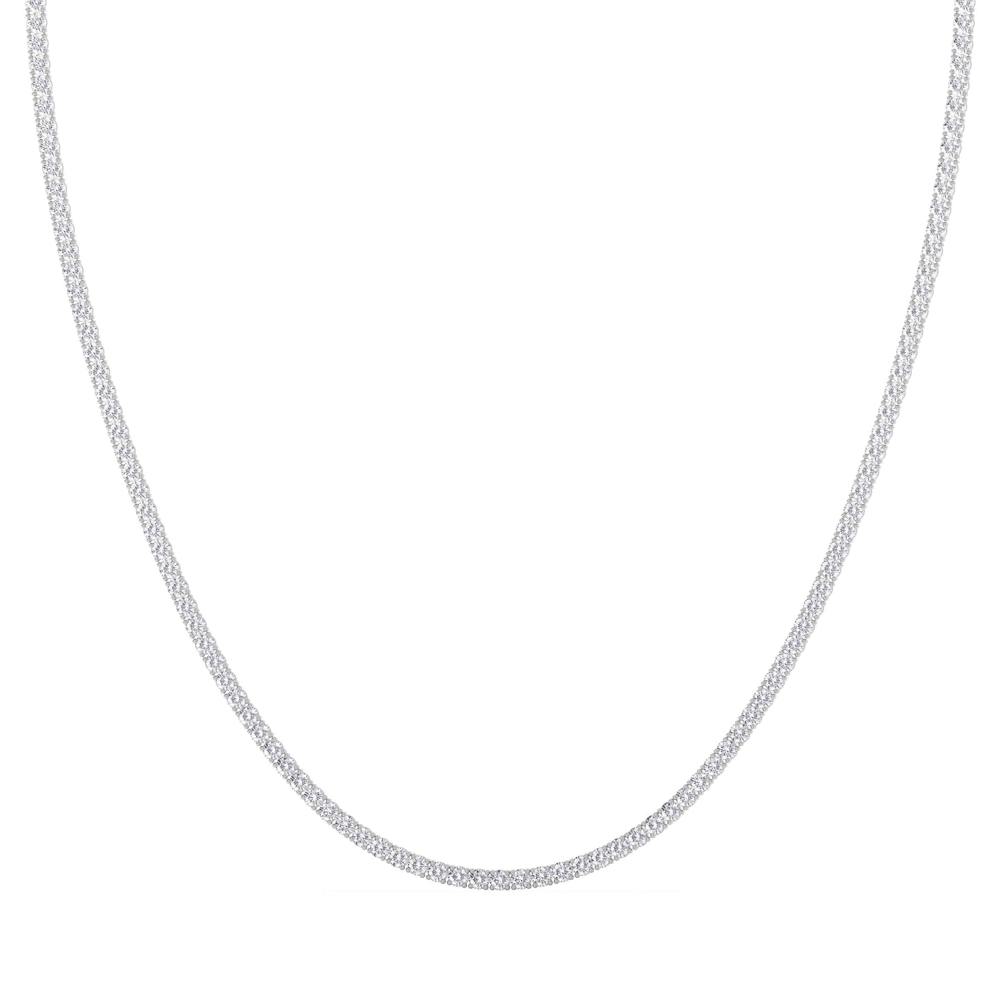 4 Prong Round Tennis Necklace - 14K white Gold, 10.00 ct