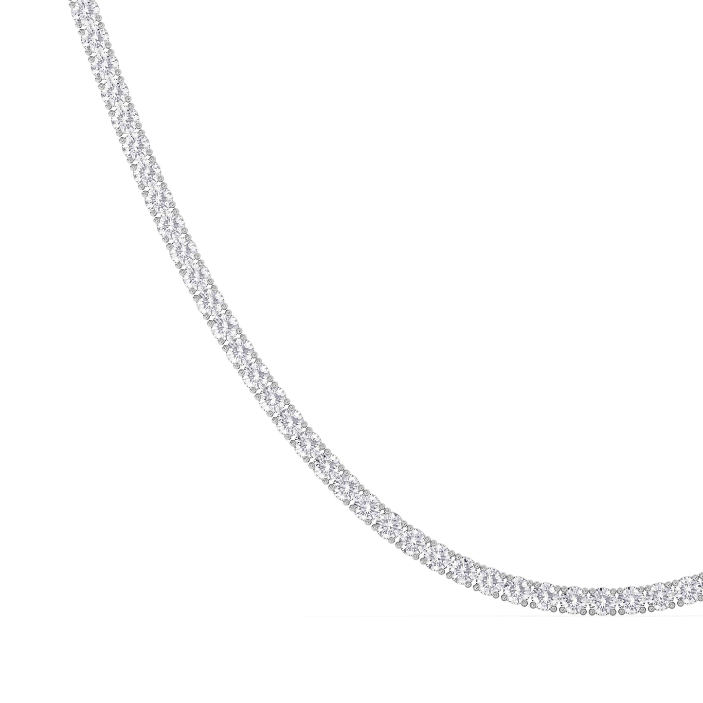 4 Prong Round Tennis Necklace - 14K white Gold, 10.00 ct
