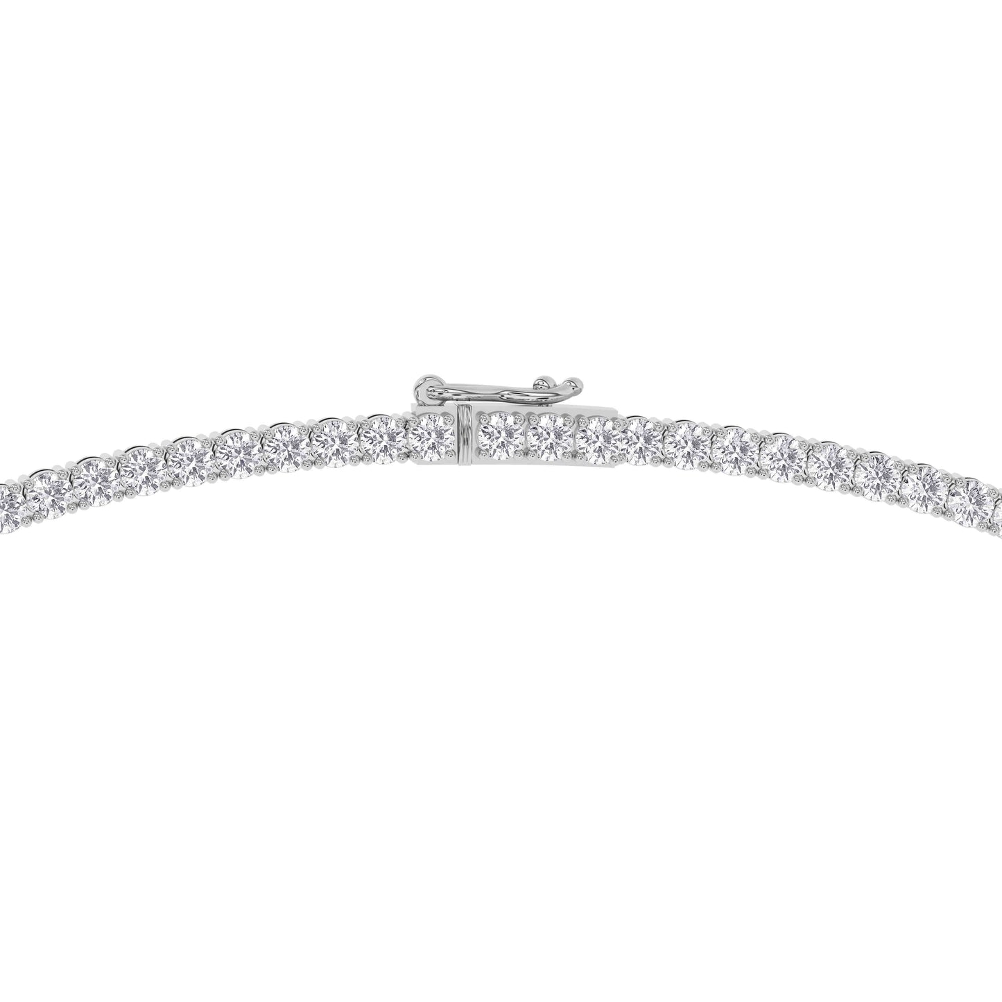 4 Prong Round Tennis Necklace - 14K white Gold, 10.00 ct