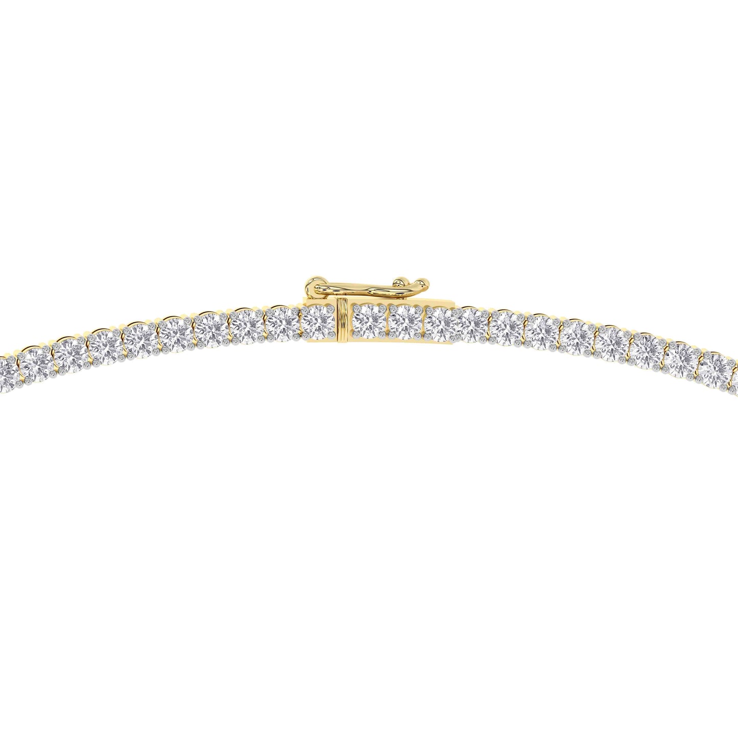 4 Prong Round Tennis Necklace - 14K yellow Gold, 10.00 ct