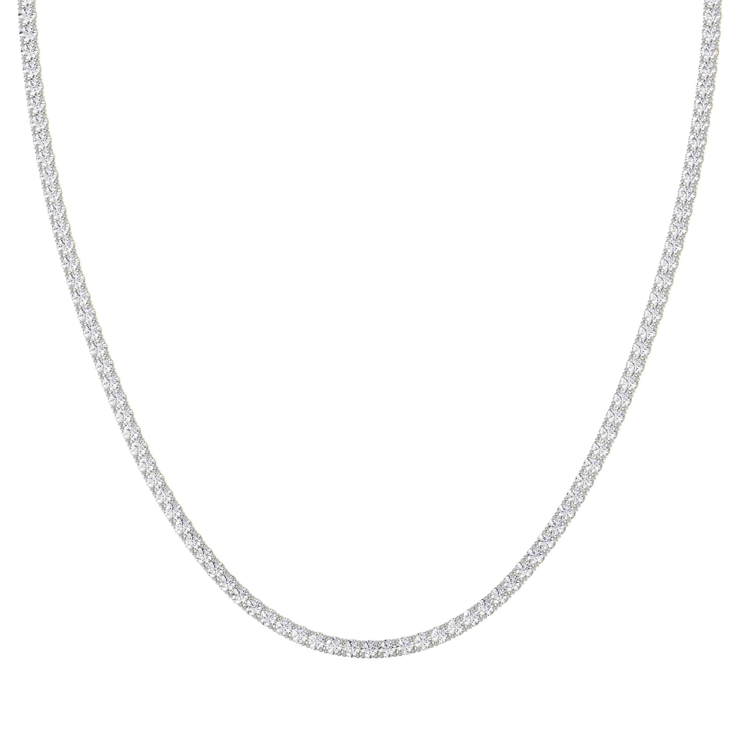 4 Prong Round Tennis Necklace - 14K yellow Gold, 15.00 ct