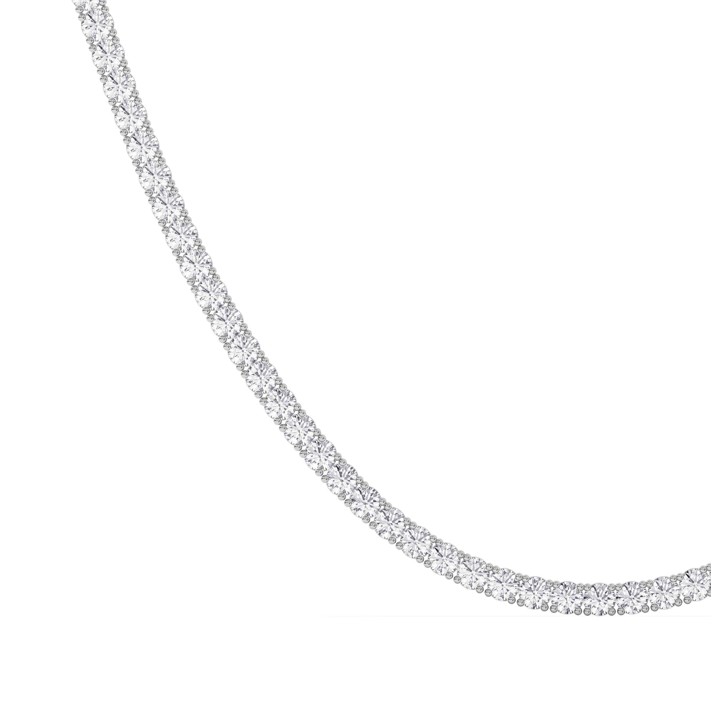 4 Prong Round Tennis Necklace - 14K white Gold, 15.00 ct