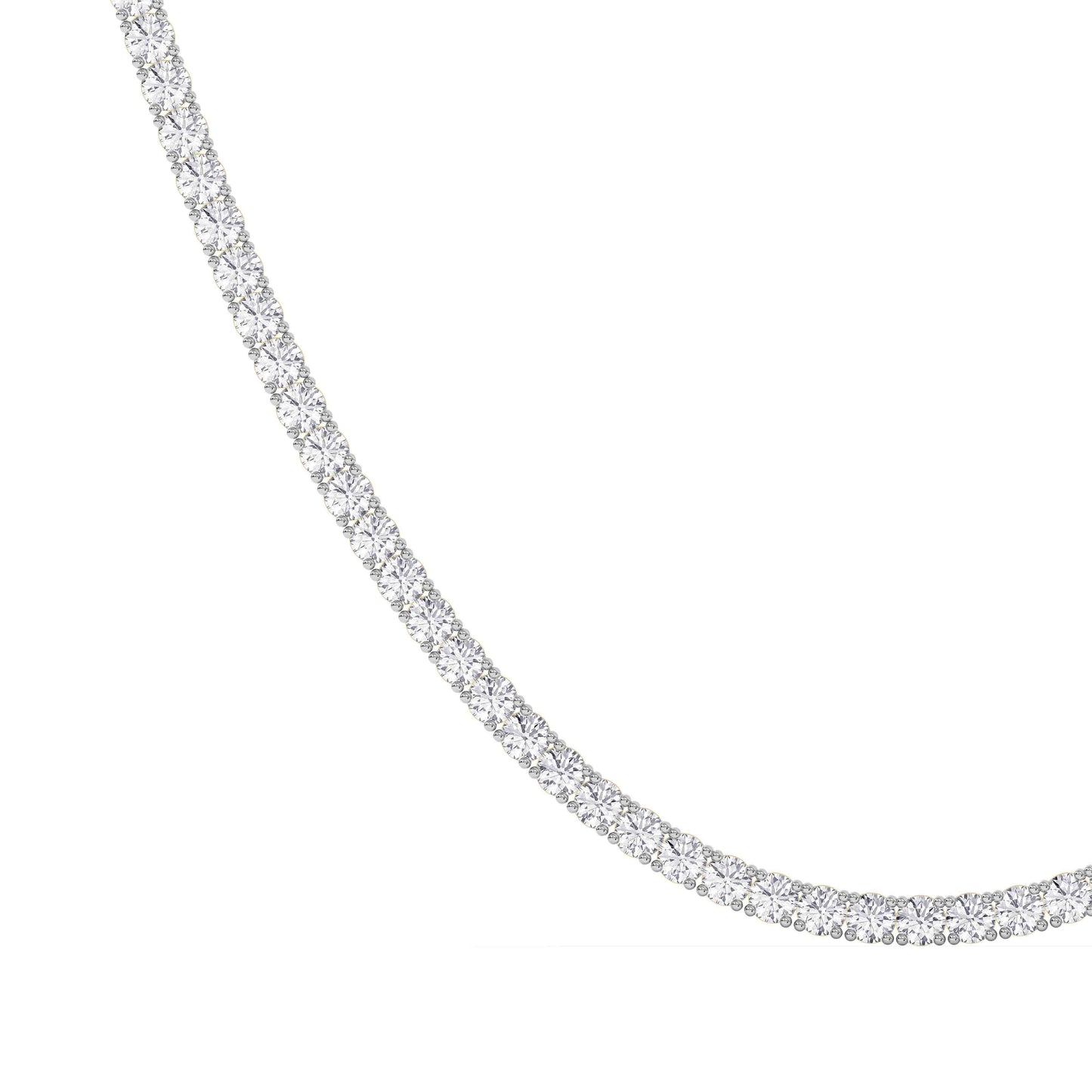 4 Prong Round Tennis Necklace - 14K yellow Gold, 15.00 ct