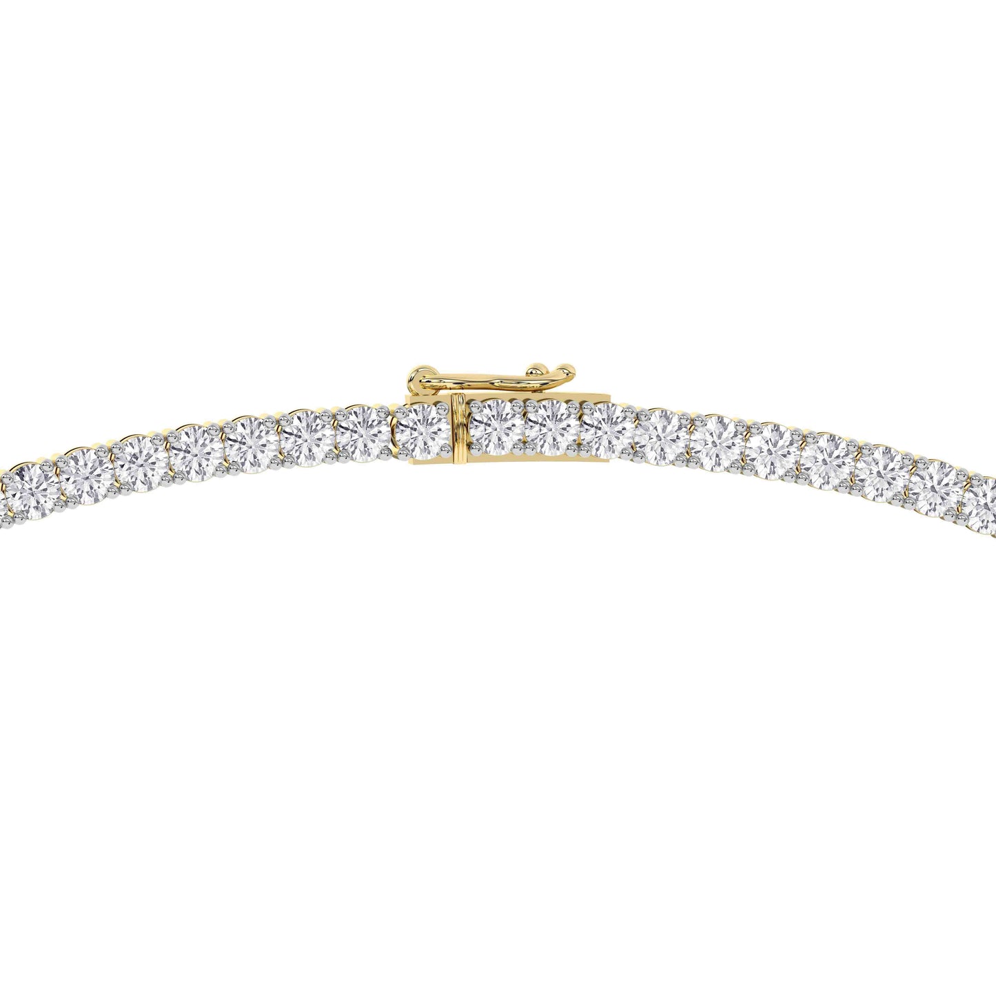 4 Prong Round Tennis Necklace - 14K yellow Gold, 15.00 ct