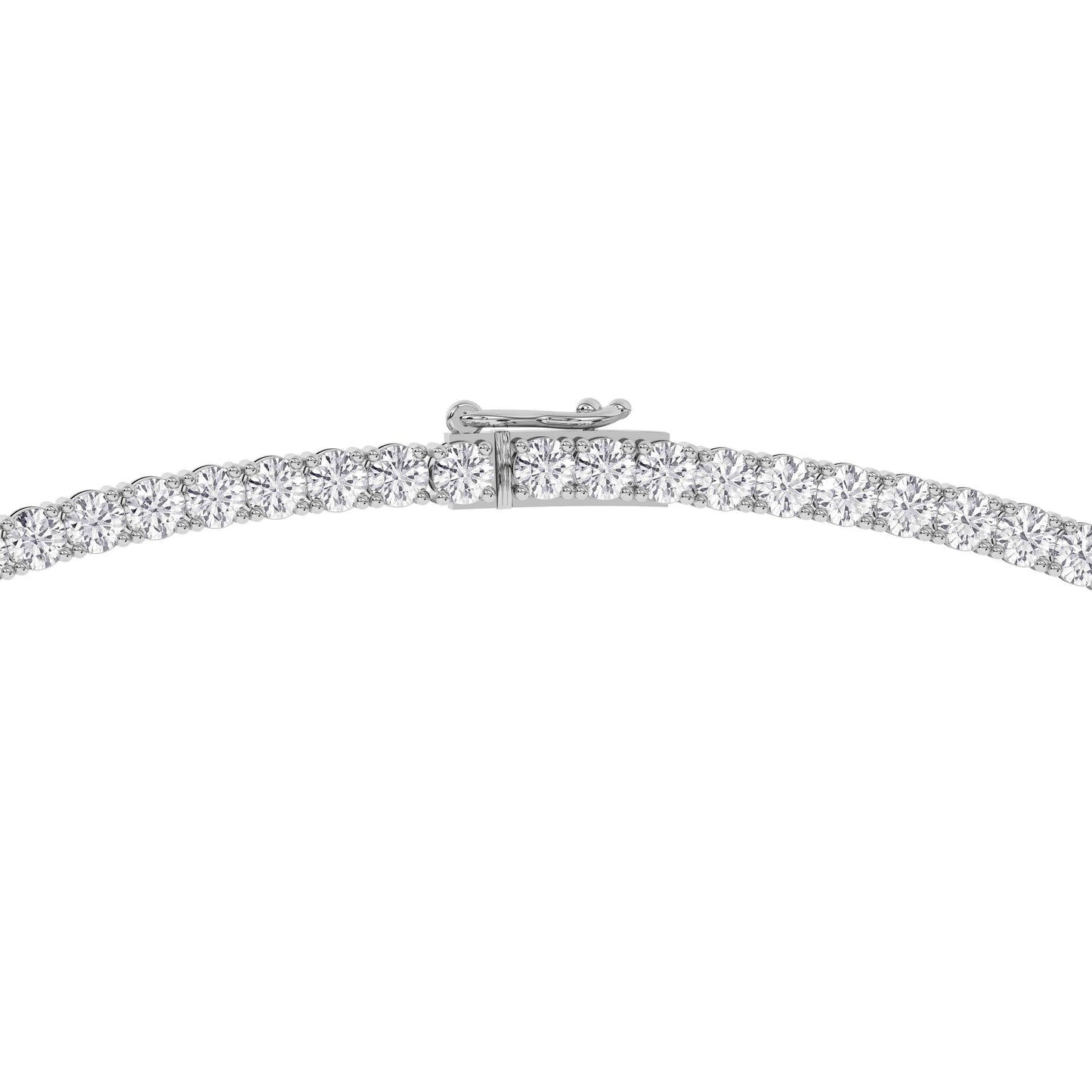 4 Prong Round Tennis Necklace - Platinum, 15.00 ct