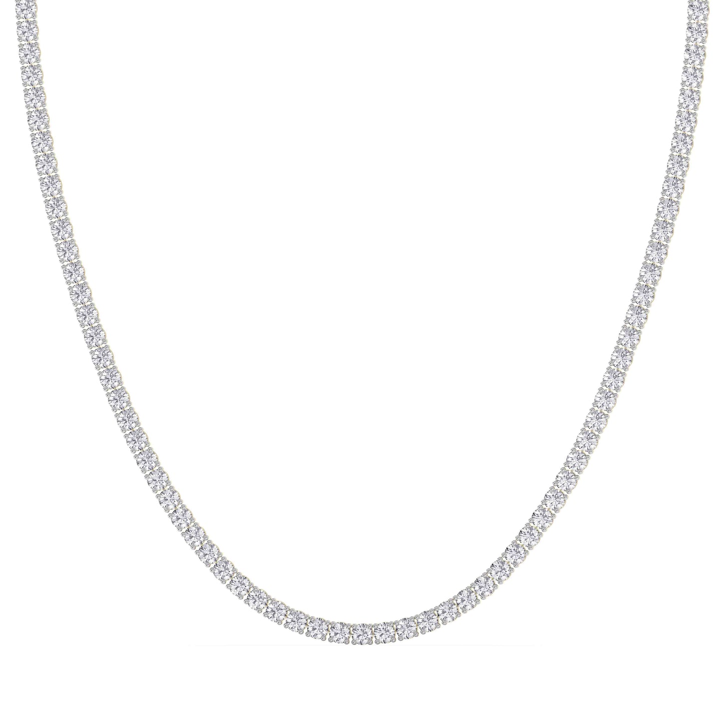 4 Prong Round Tennis Necklace - 14K yellow Gold, 20.00 ct