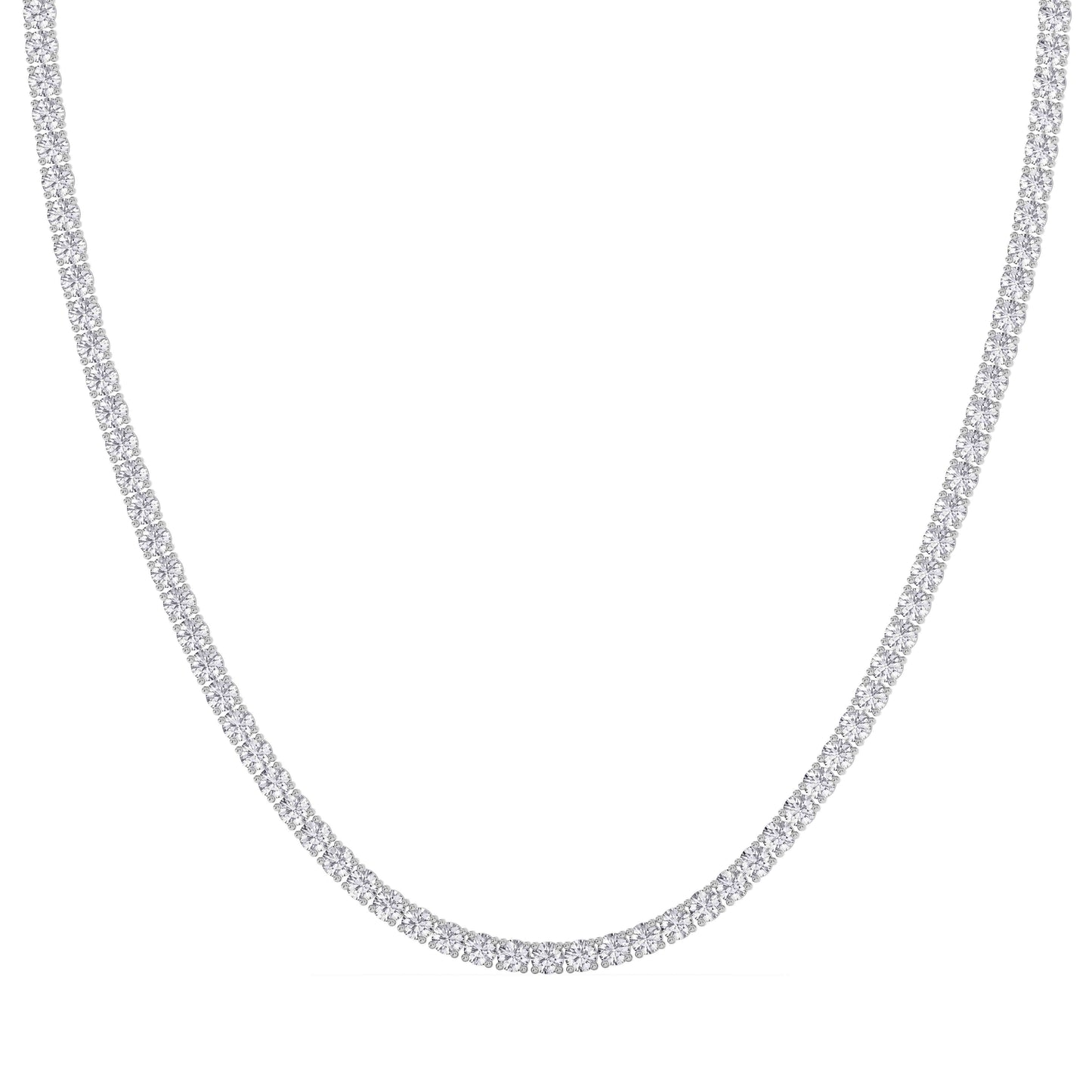 4 Prong Round Tennis Necklace - 14K white Gold, 20.00 ct
