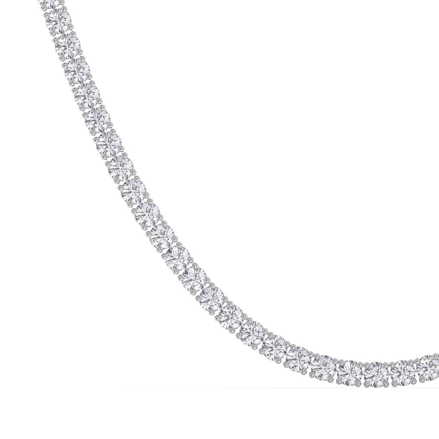 4 Prong Round Tennis Necklace - 14K white Gold, 20.00 ct
