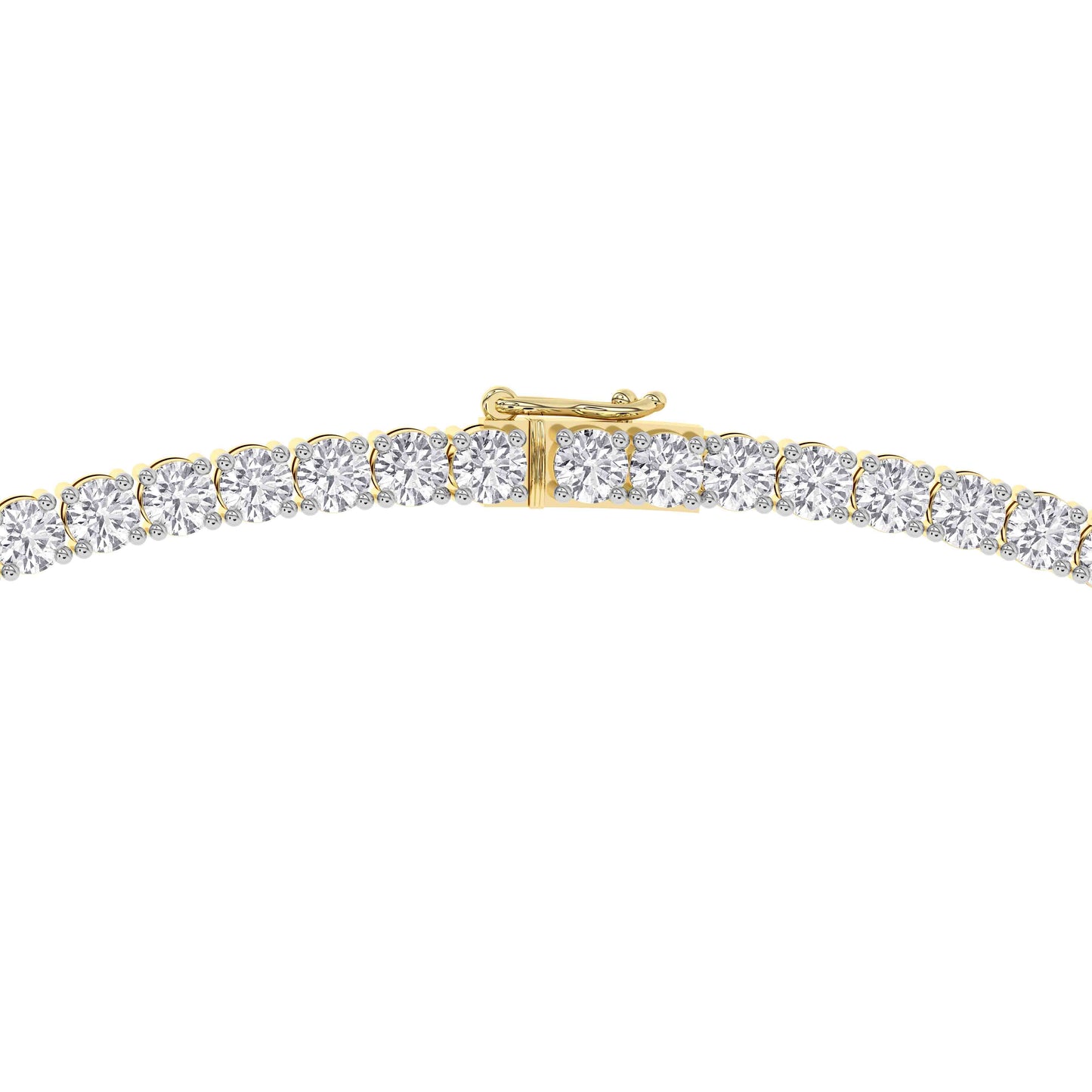 4 Prong Round Tennis Necklace - 14K yellow Gold, 20.00 ct