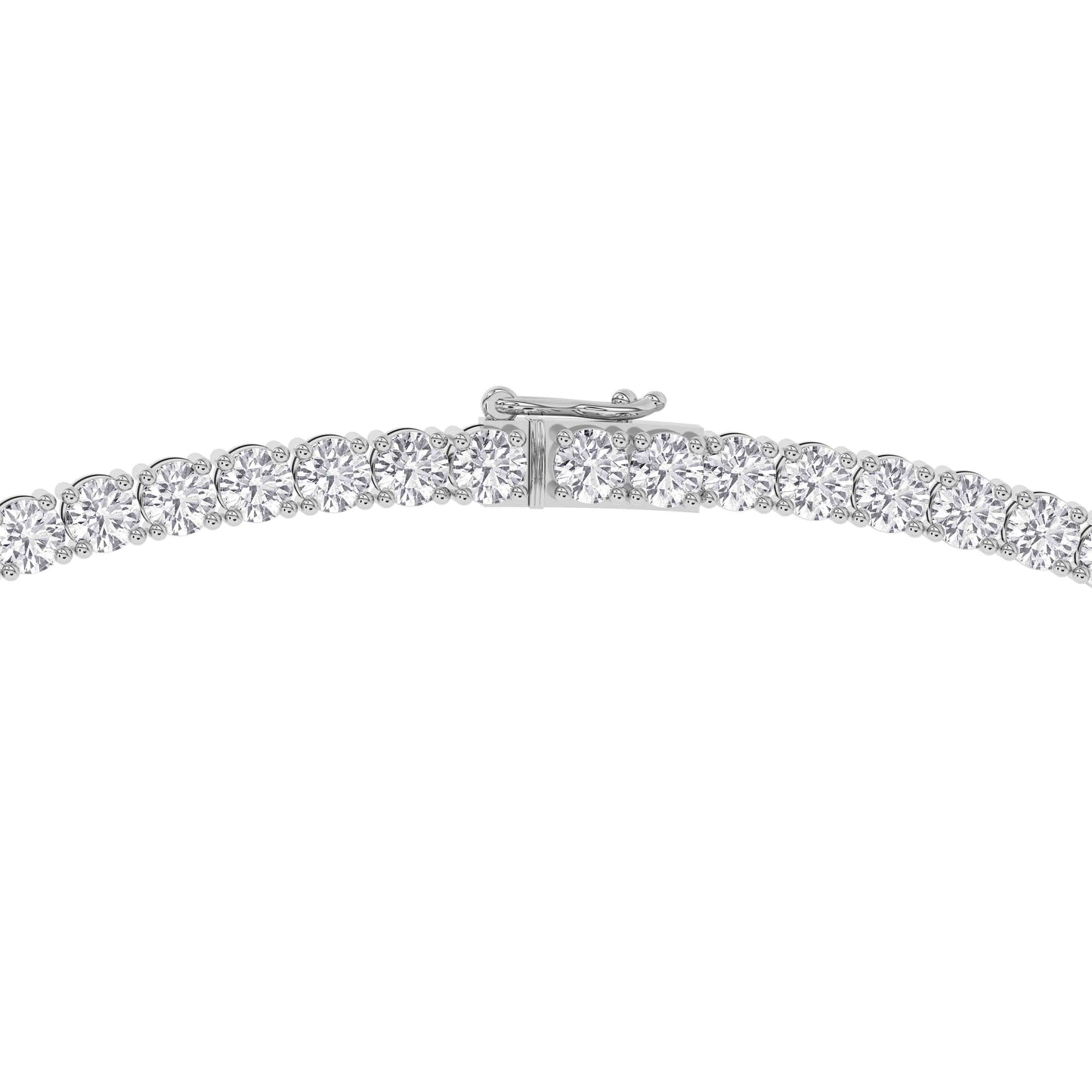 4 Prong Round Tennis Necklace - Platinum, 20.00 ct