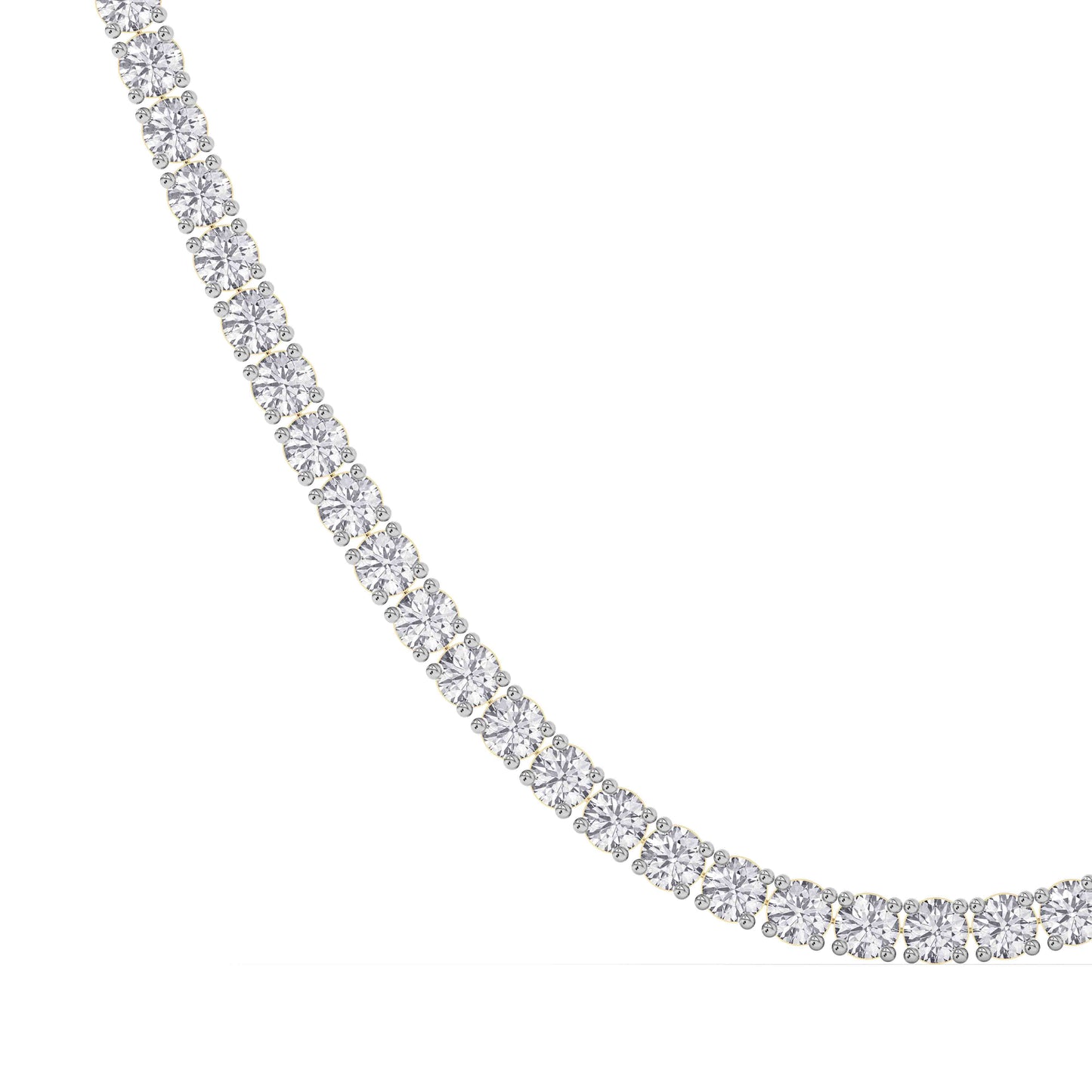 4 Prong Round Tennis Necklace - 14K yellow Gold, 25.00 ct