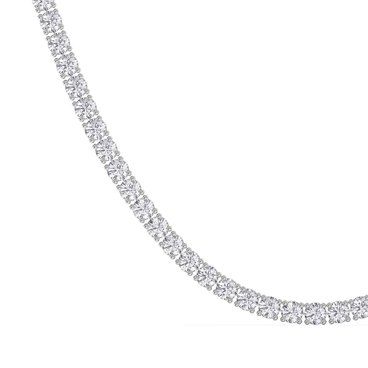 4 Prong Round Tennis Necklace - 14K white Gold, 25.00 ct