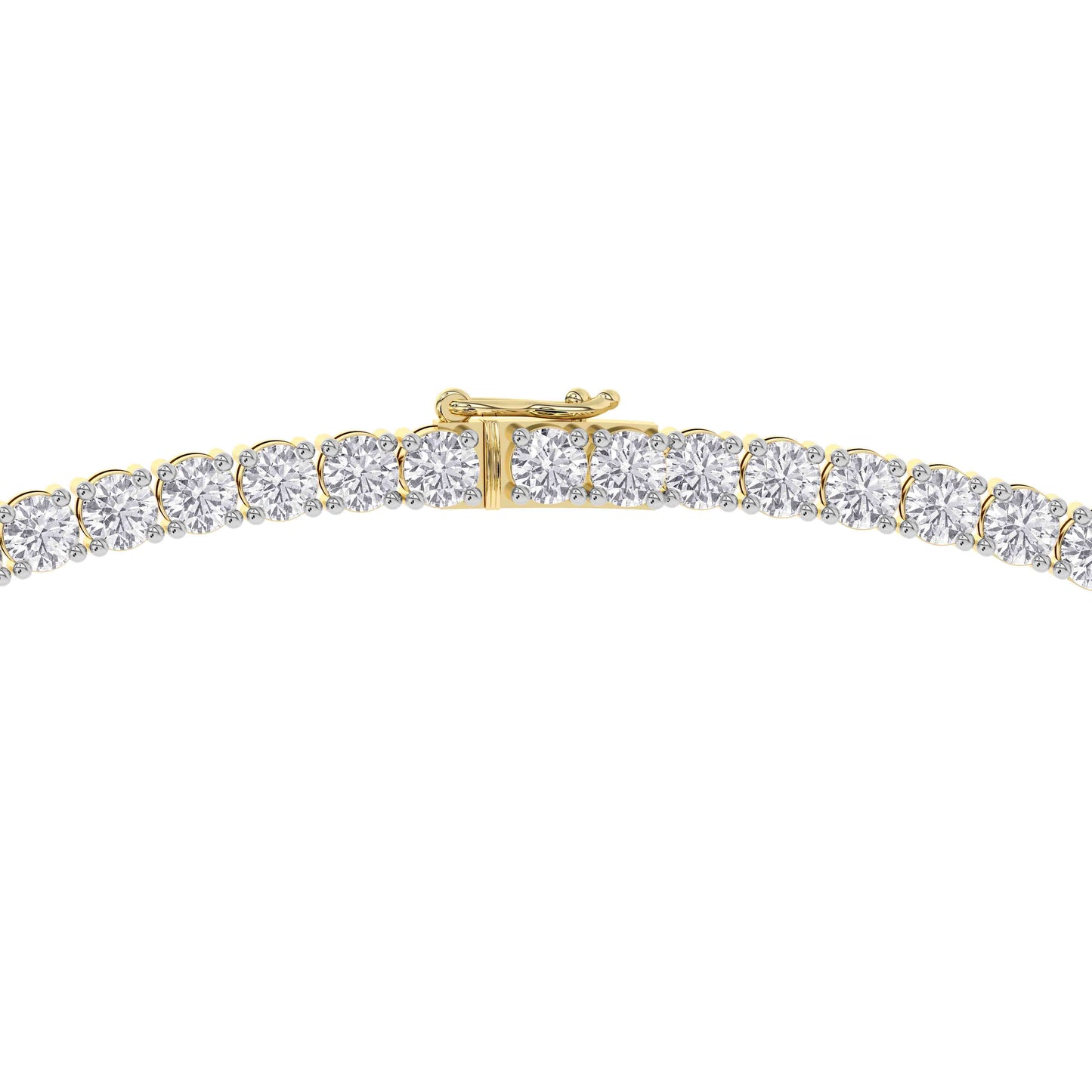 4 Prong Round Tennis Necklace - 14K yellow Gold, 25.00 ct