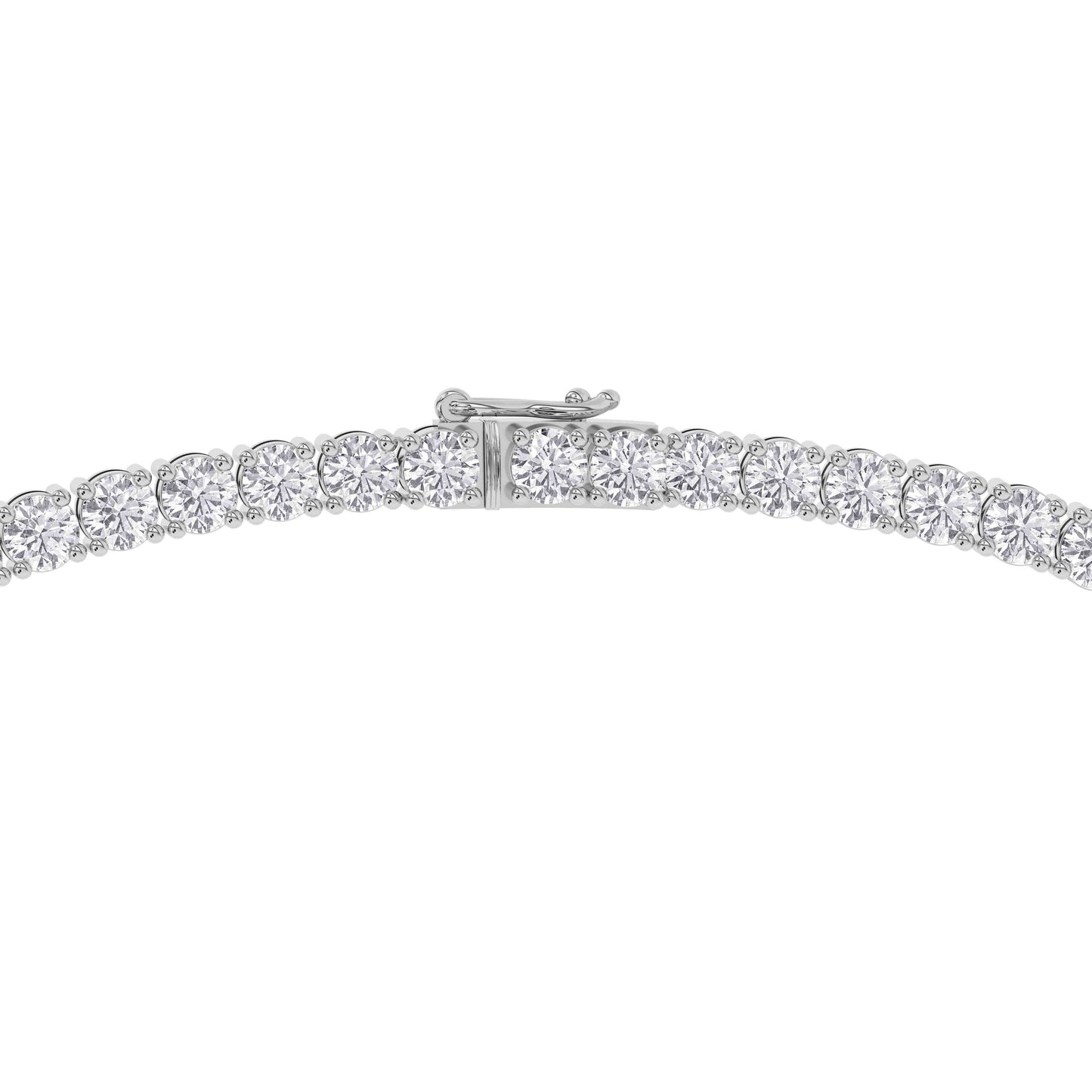 4 Prong Round Tennis Necklace - 14K white Gold, 25.00 ct