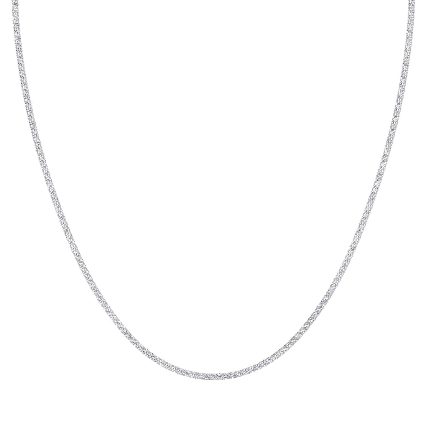 4 Prong Round Tennis Necklace - 14K white Gold, 5.00 ct