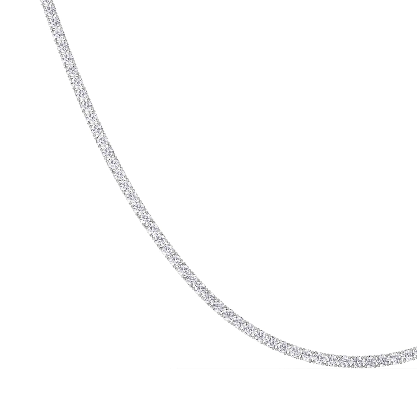 4 Prong Round Tennis Necklace - 14K white Gold, 5.00 ct