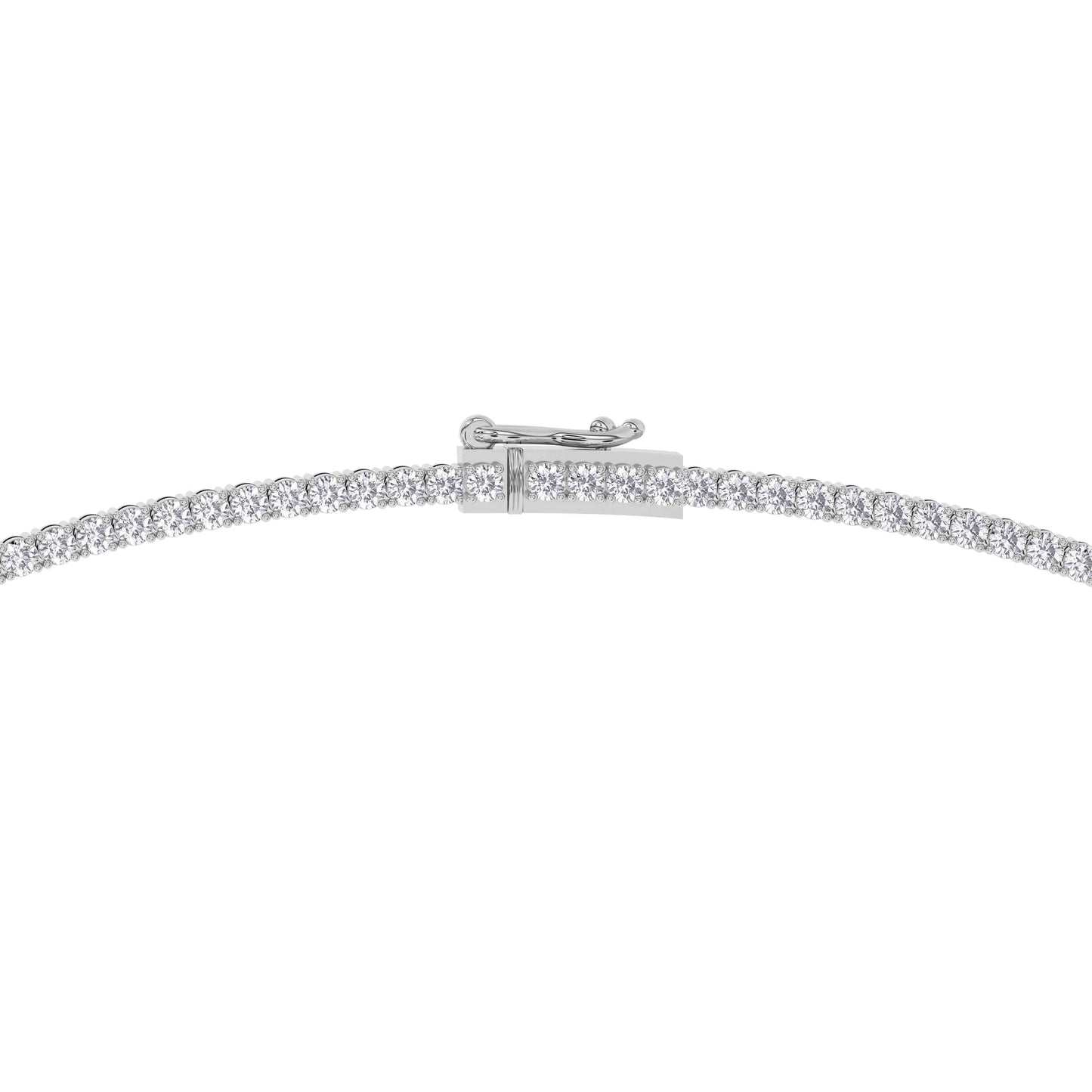 4 Prong Round Tennis Necklace - Platinum, 5.00 ct