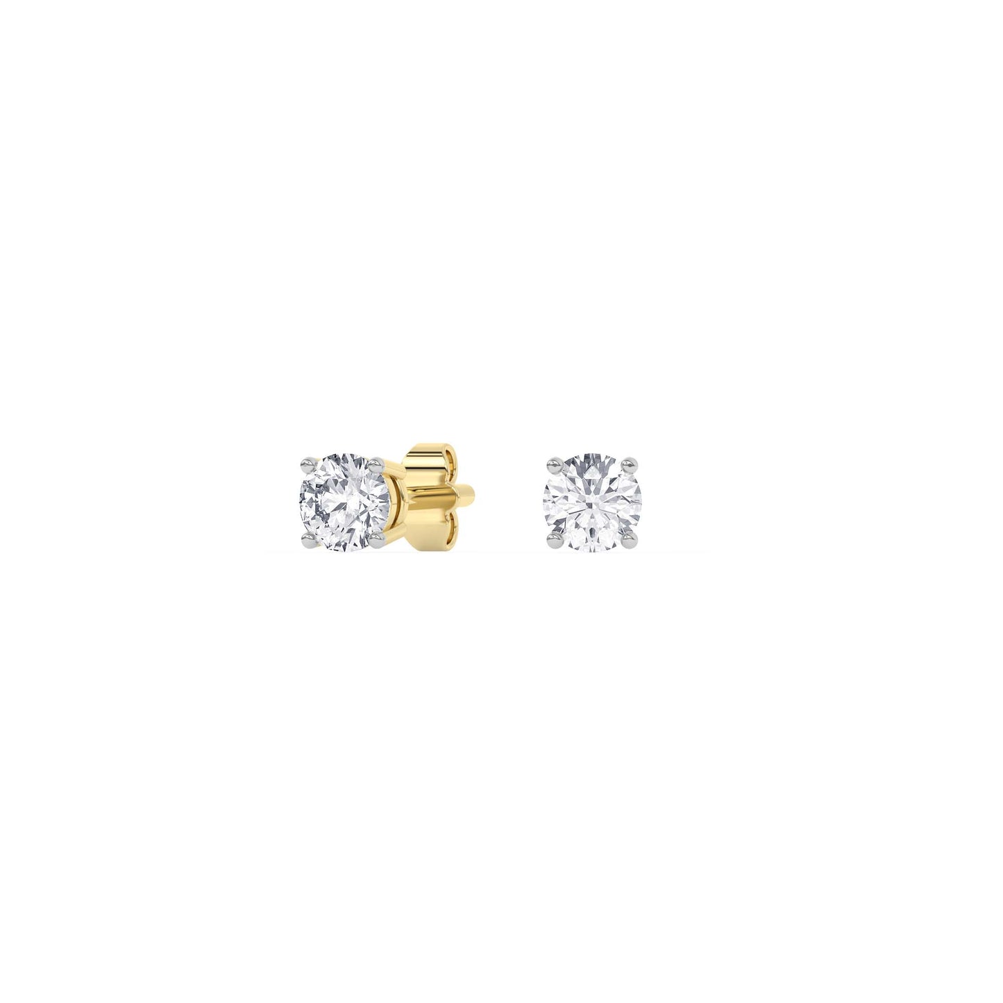 4 Prong Round Studs - 14K yellow Gold, 0.50 ct