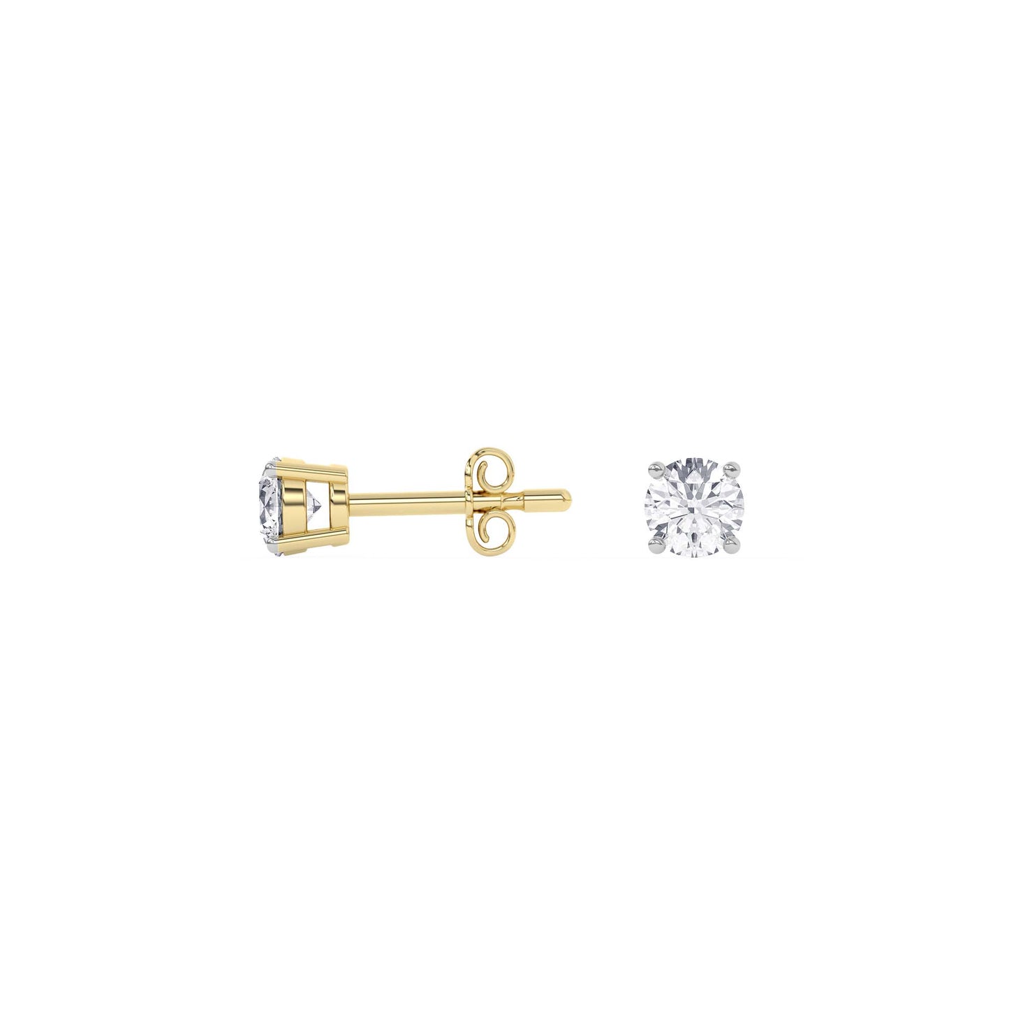 4 Prong Round Studs - 14K yellow Gold, 0.50 ct