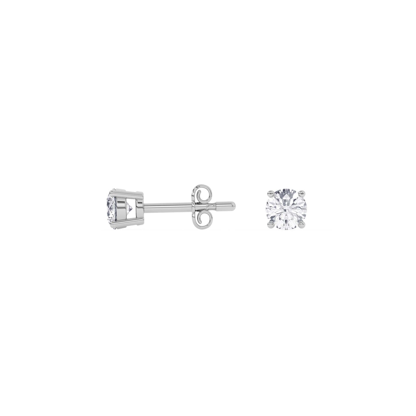 4 Prong Round Studs - 14K white Gold, 0.50 ct