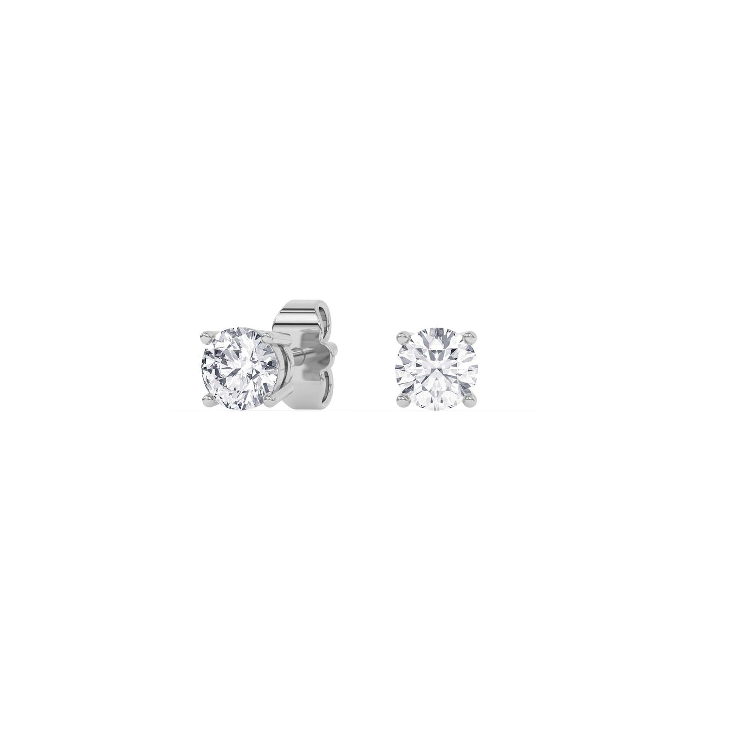 4 Prong Round Studs - Platinum, 0.75 ct