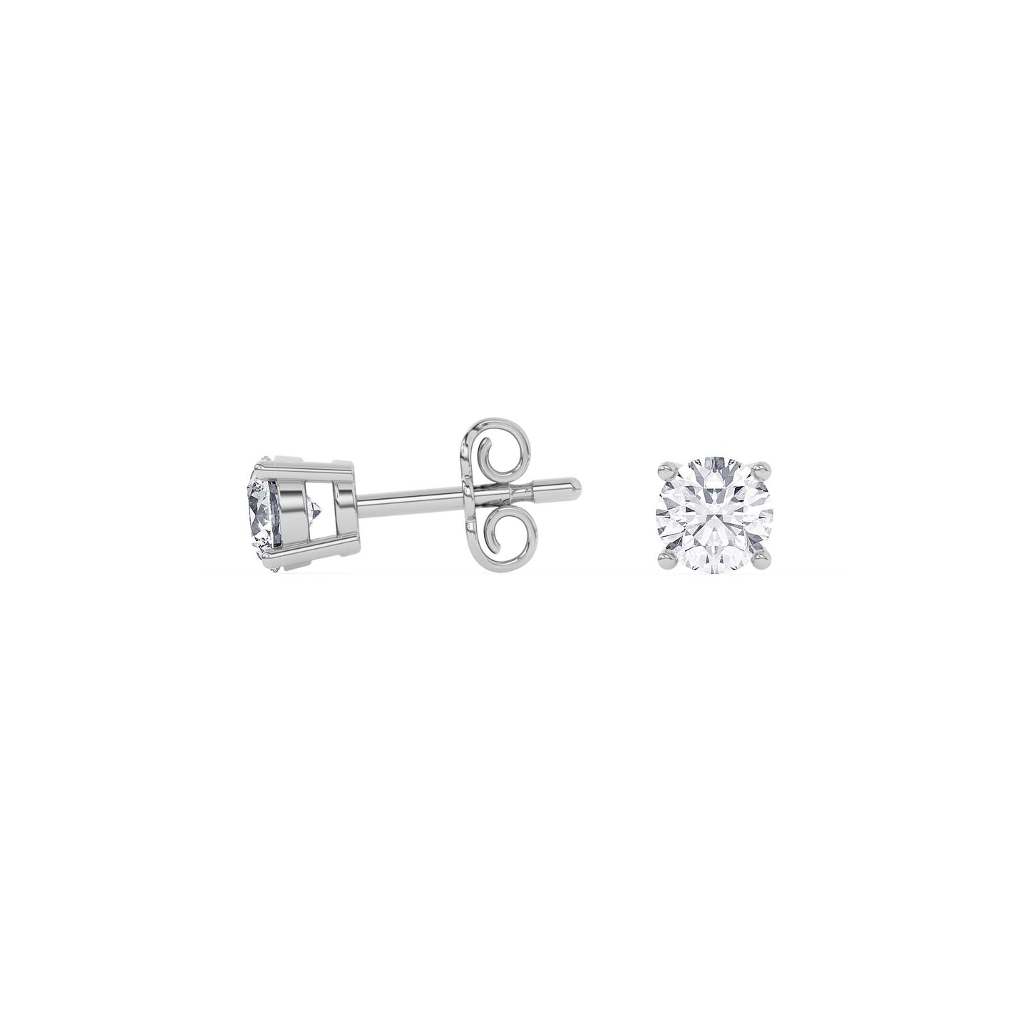 4 Prong Round Studs - Platinum, 0.75 ct