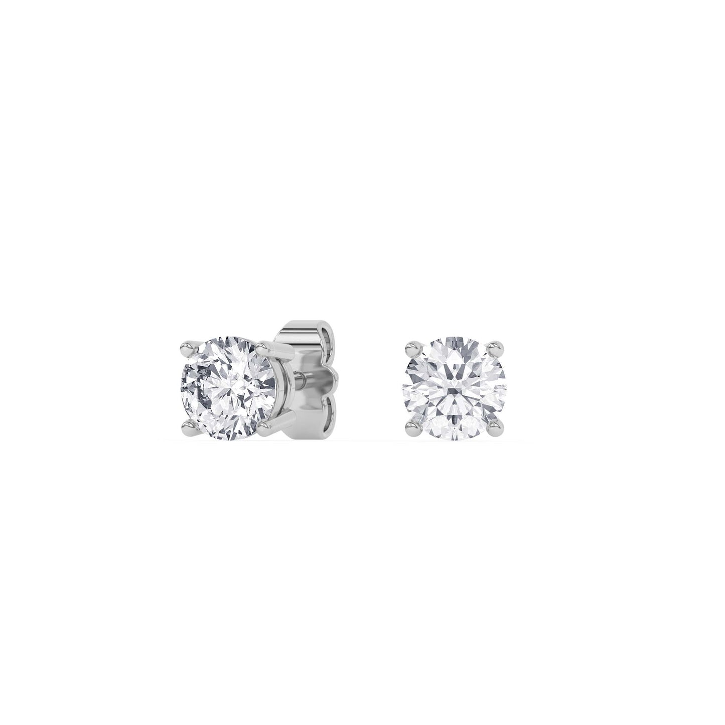 4 Prong Round Studs - Platinum, 1.50 ct