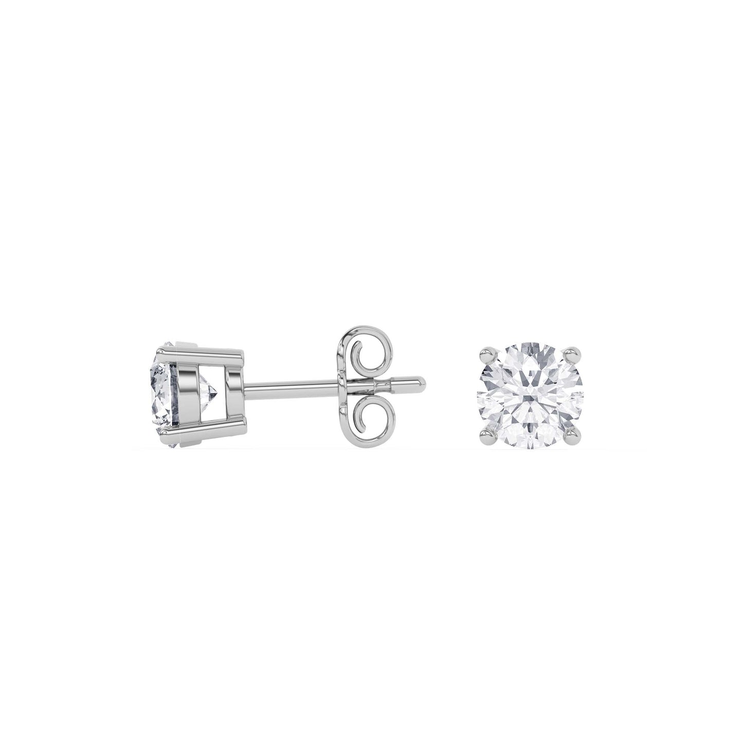 4 Prong Round Studs - Platinum, 1.50 ct
