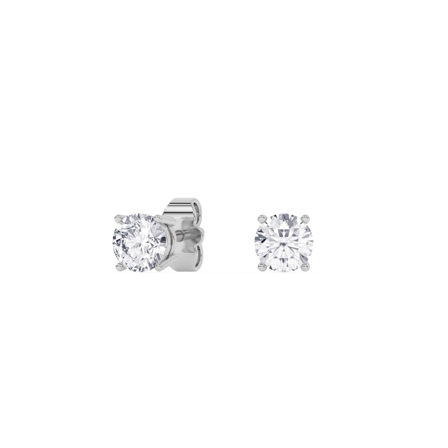 4 Prong Round Studs - Platinum, 1.00 ct